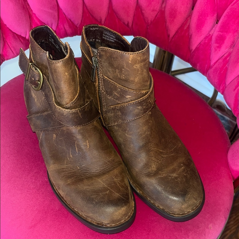 Born Cognac Leather Ankle Boots